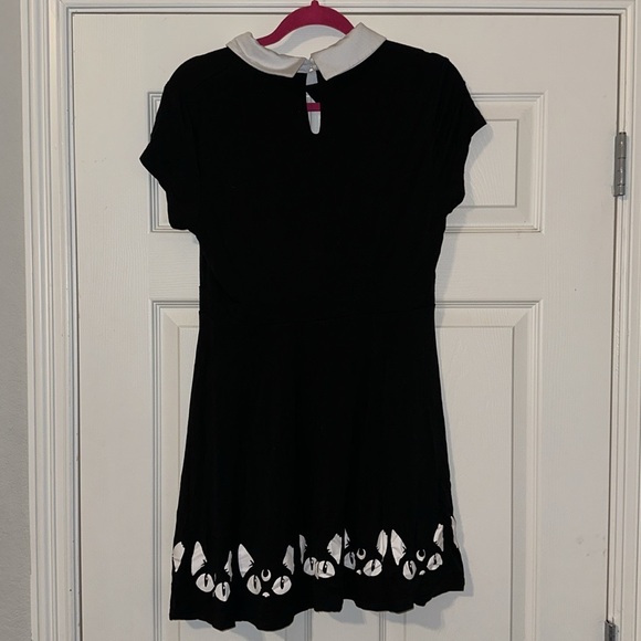 Killstar Gothic dark black white midi dress Cat Ouija - Picture 2 of 4
